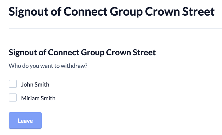 Screenshot Groups signout group