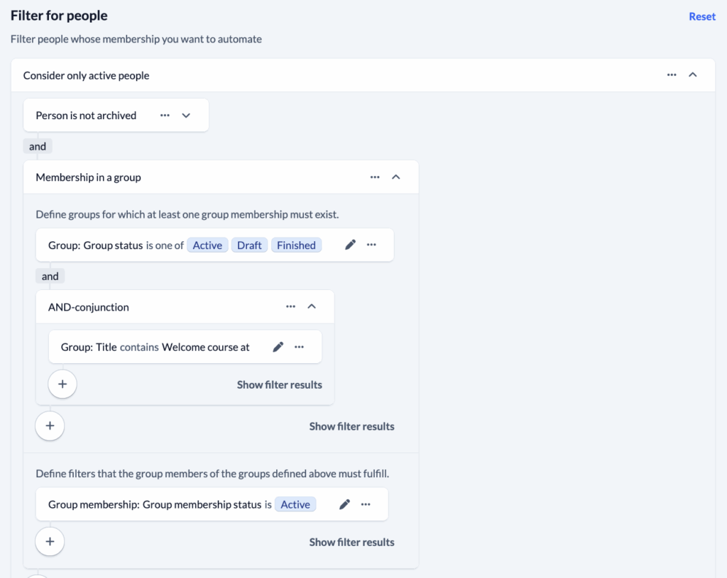 Groups - Automatic membership - Example Welcome-Filter