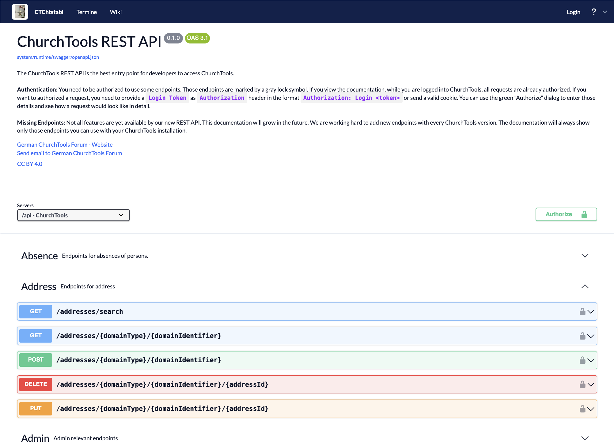 ChurchTools REST API