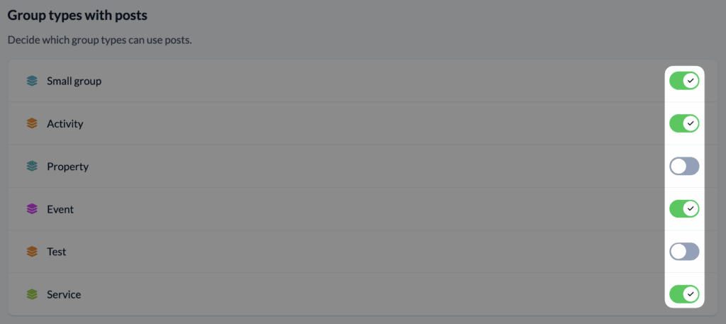 Screenshot slider posts for group types