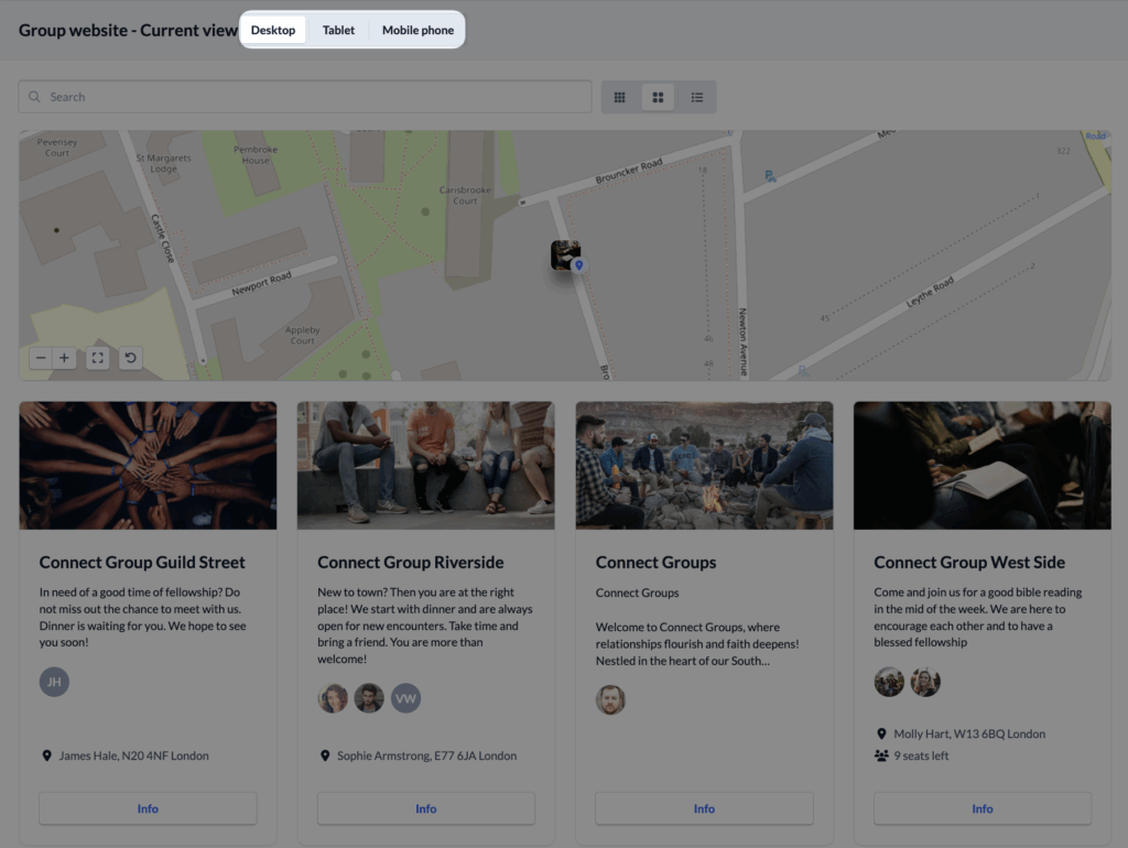 Groups Settings Geberal Group website Current view