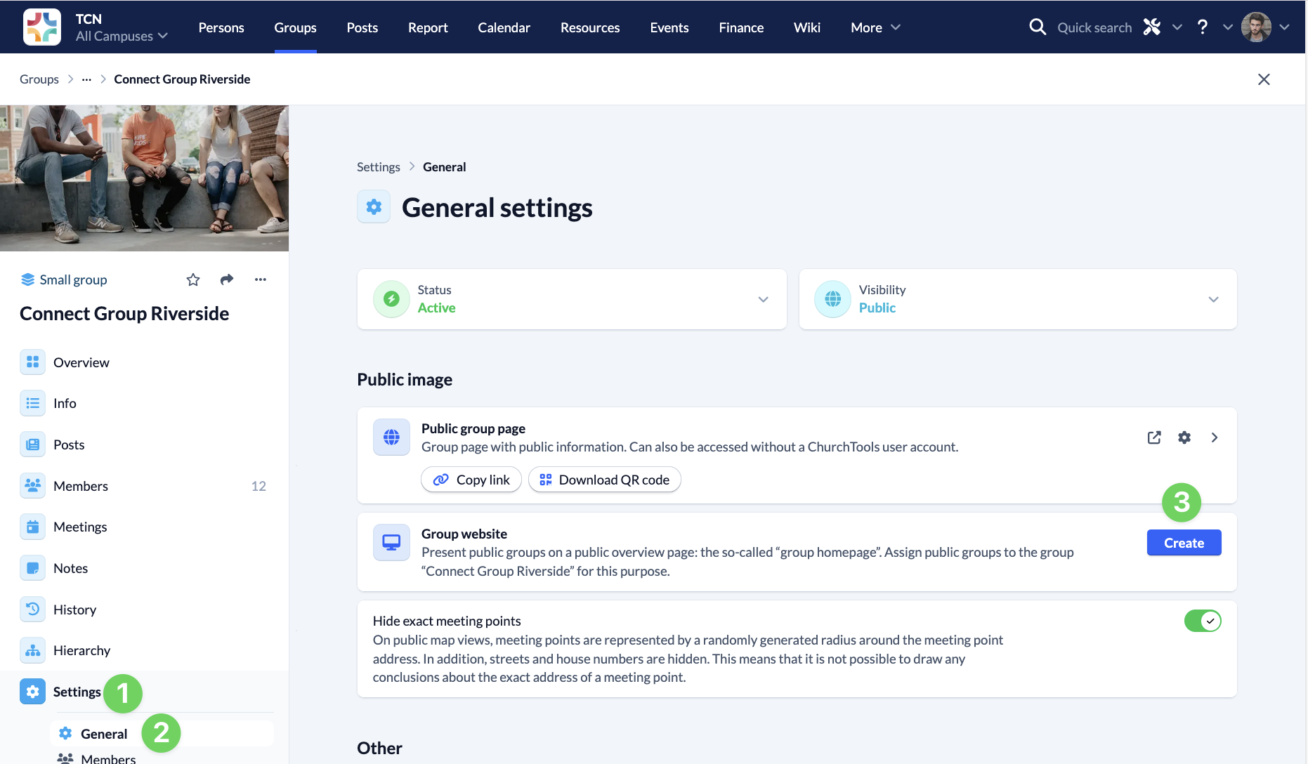 Groups Settings General