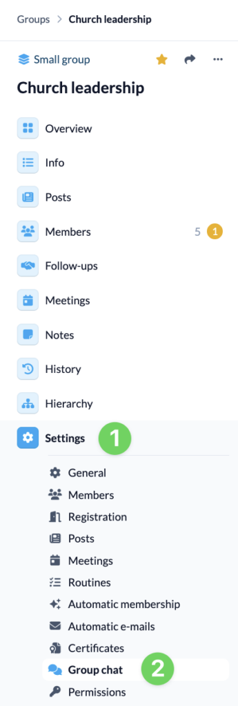 Screenshot Groups Settings Group chat