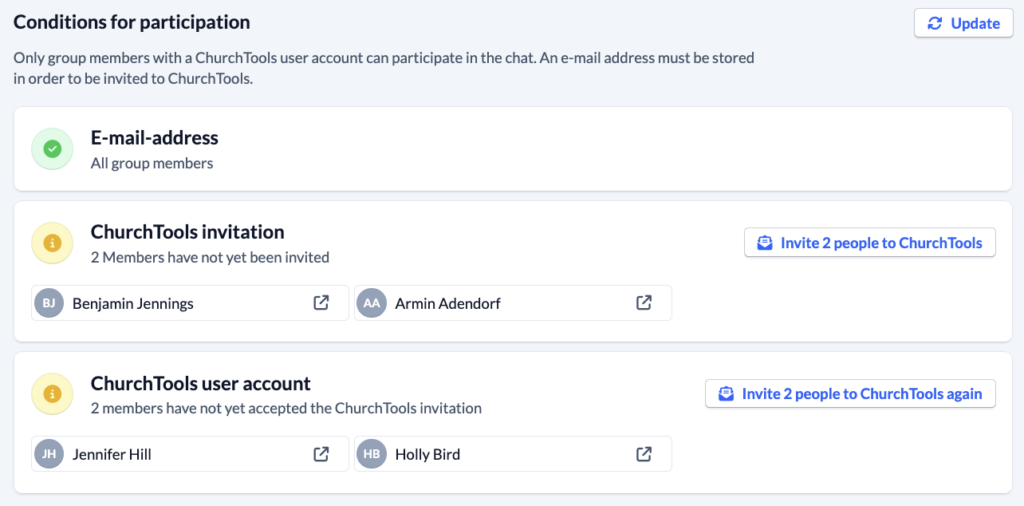 Screenshot Groups Settings Group chat Conditions for participation