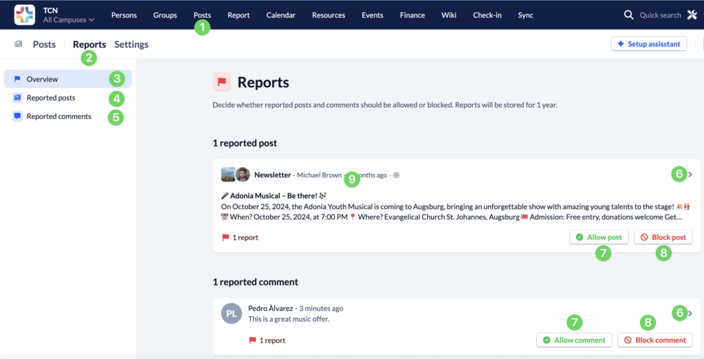 Screenshot Posts Reports