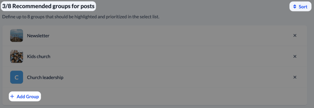 Screenshot Recommended groups