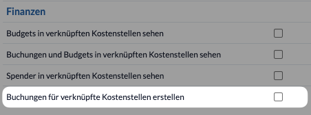 Screenshot Gruppeninterne Berchtigung für Zwecke