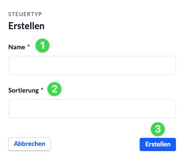 Screenshot: Dialogfenster Steuertyp erstellen