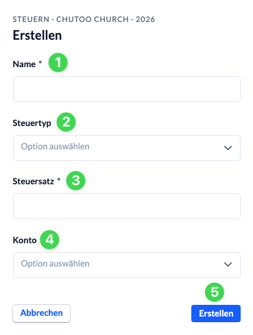 Screenshot: Dialogfenster Steuer erstellen