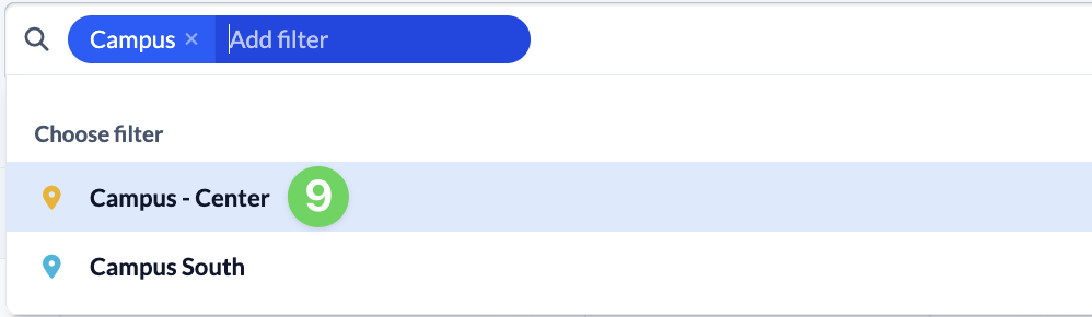 Screenshot: Narrow down group list by campus