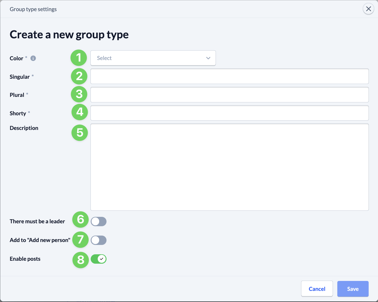 Screenshot Groups Settings Create a new group type form