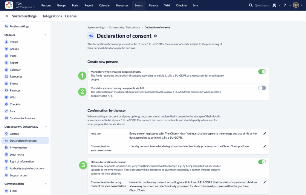 Data security - Declaration of consent