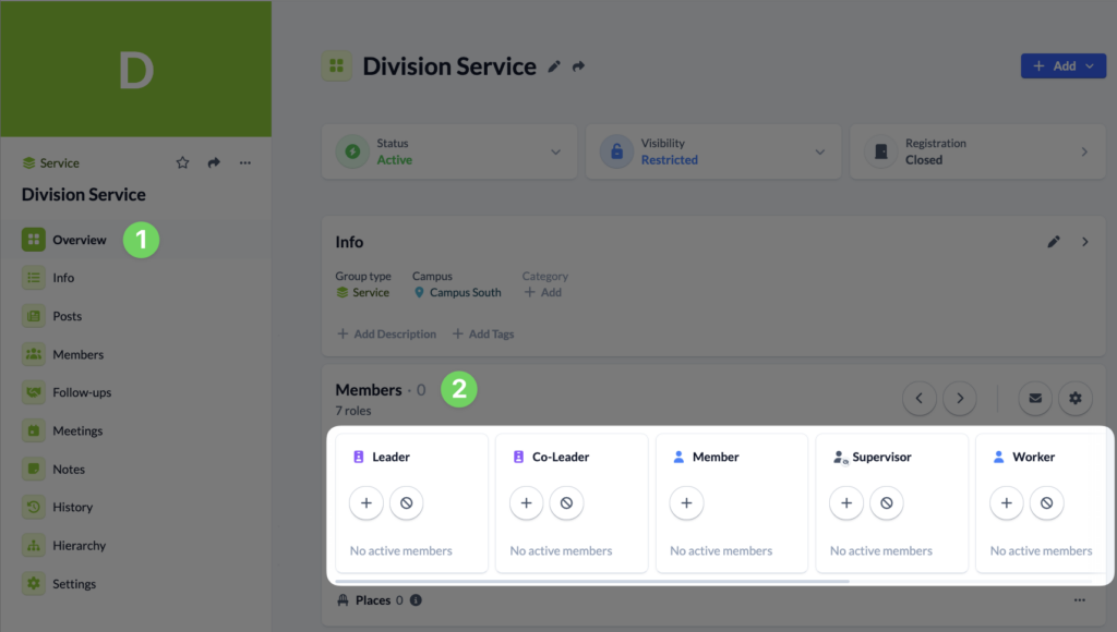 Screenshot Groups Overview Members plus symbol