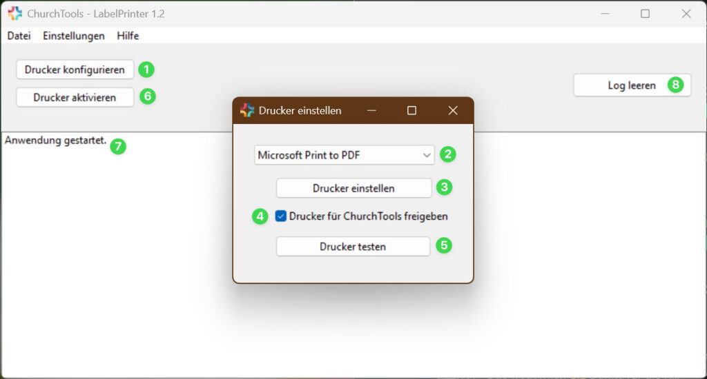 Screenshot LabelPrinter-Tool Drucker einstellen
