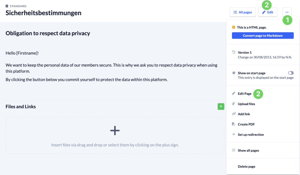 System settings - Data securioty privacy - General - Edit Consent page