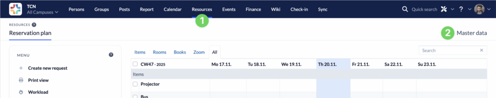 Resources Master data