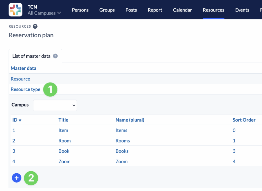 Resources - Master data - Add resource type