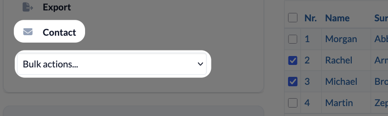 Screenshot Persons Contact or Bulk actions