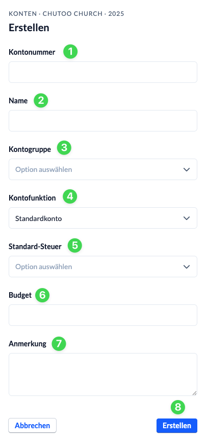 Screenshot: Dialogfenster Konto erstellen