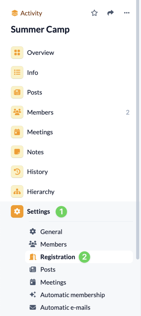 Screenshot Groups Settings Registration