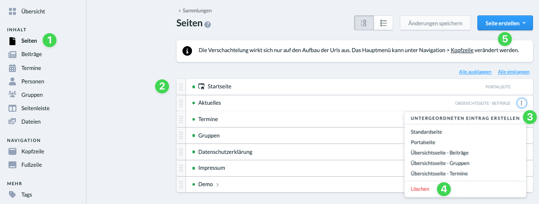 Screenshot Overview Pages