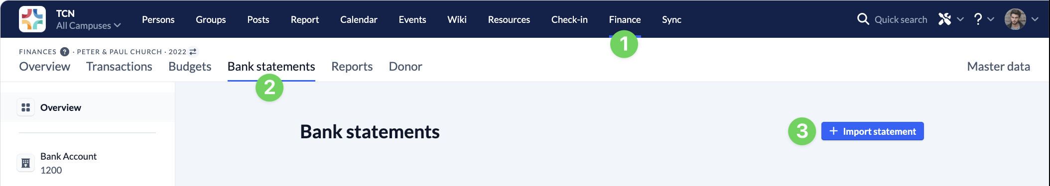 Screenshot Finances Bank statements Import statement