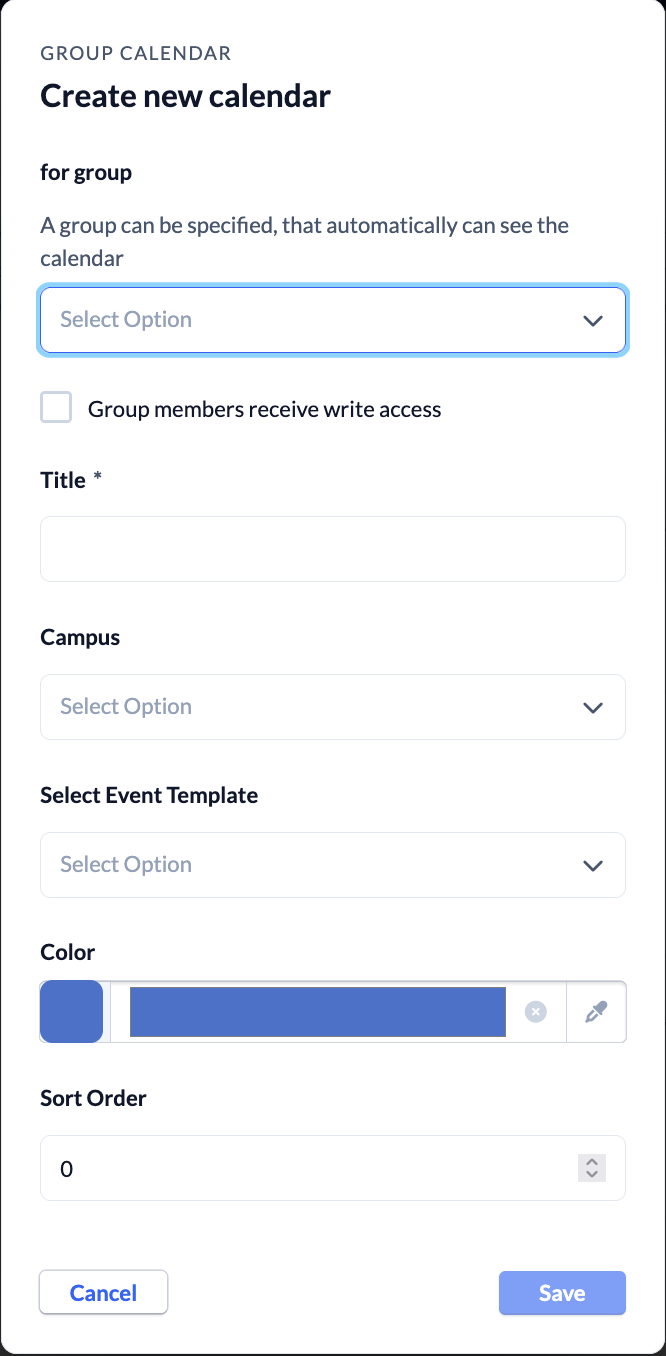 Calendar - Create new Group calendar