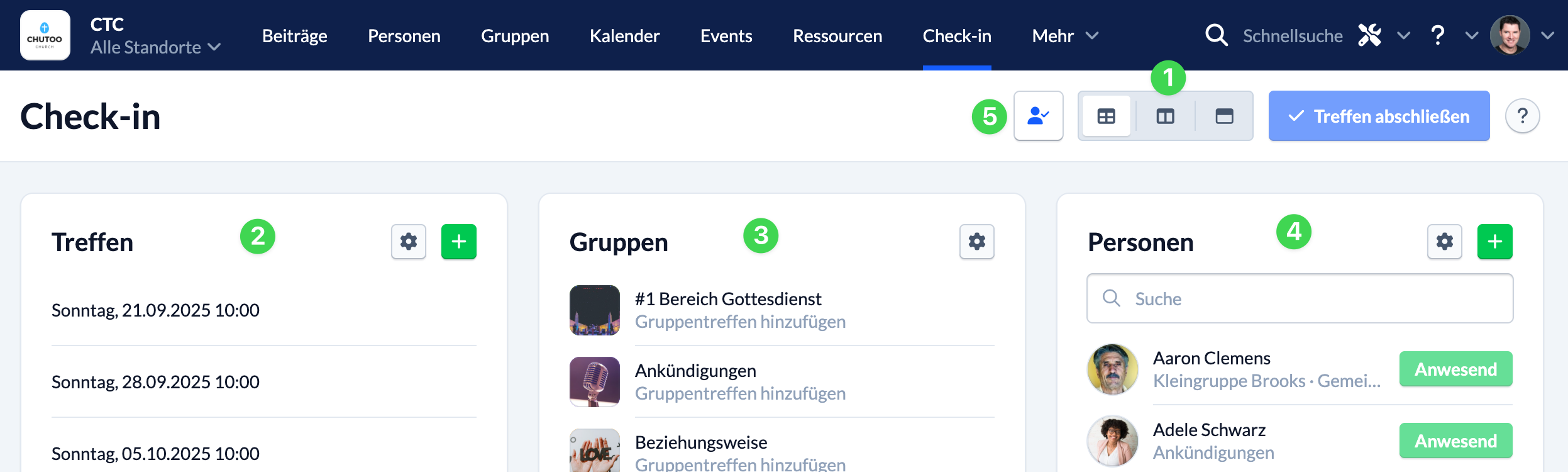 Übersicht Check-in
