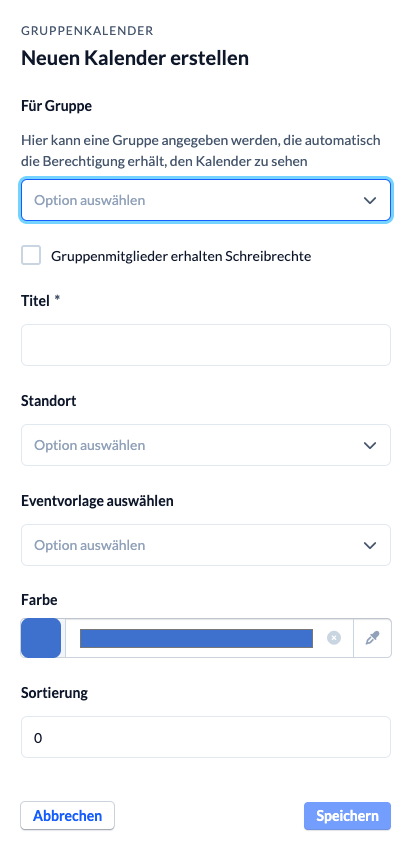 Screenshot Gruppenkalender erstellen