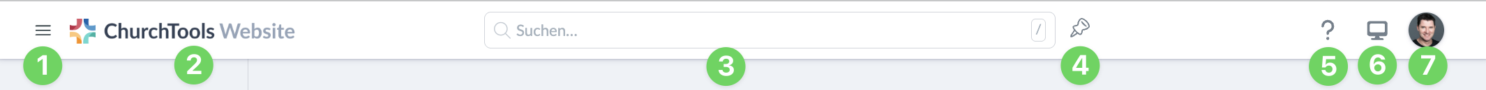 Screenshot menu bar admin area