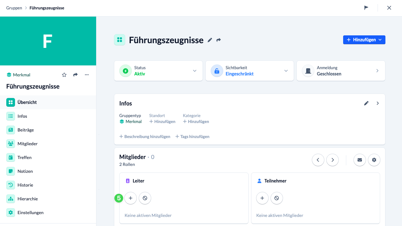 Screenshot Add leader to new group