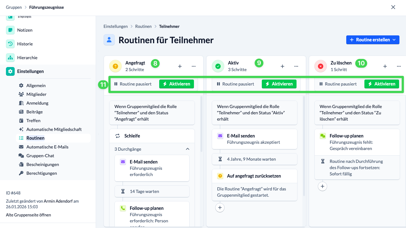 Customize and activate screenshot routines