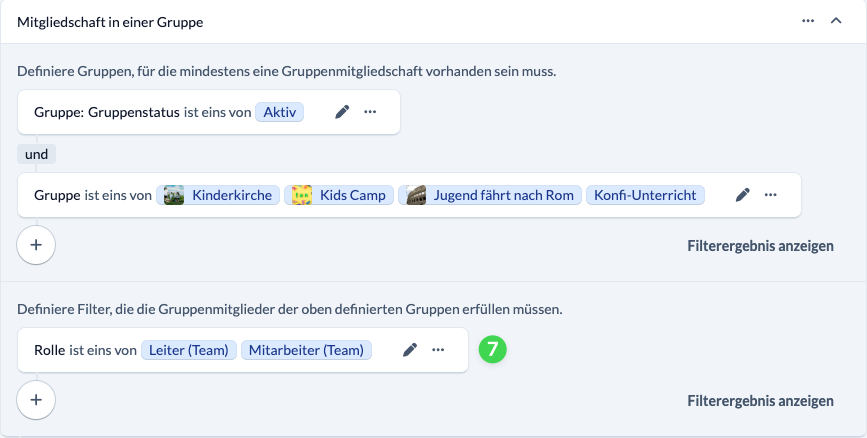 Screenshot Automatic membership; set group membership filter