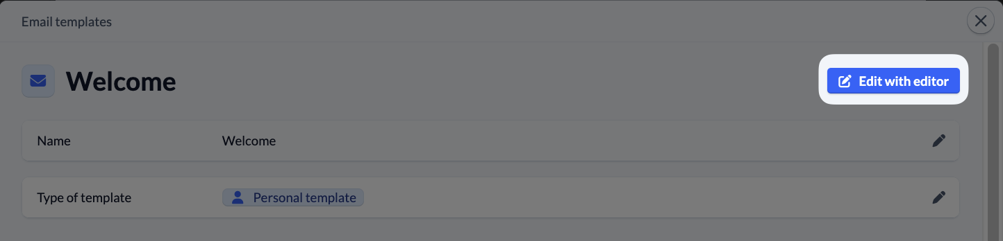 Screenshot Persons E-mail Create template Edit with editor
