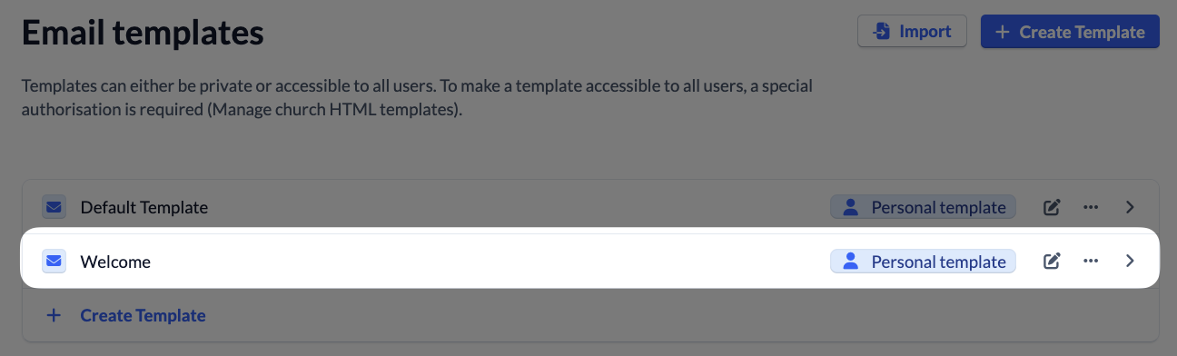 Screenshot Persons E-mail E-mail templates edit or change
