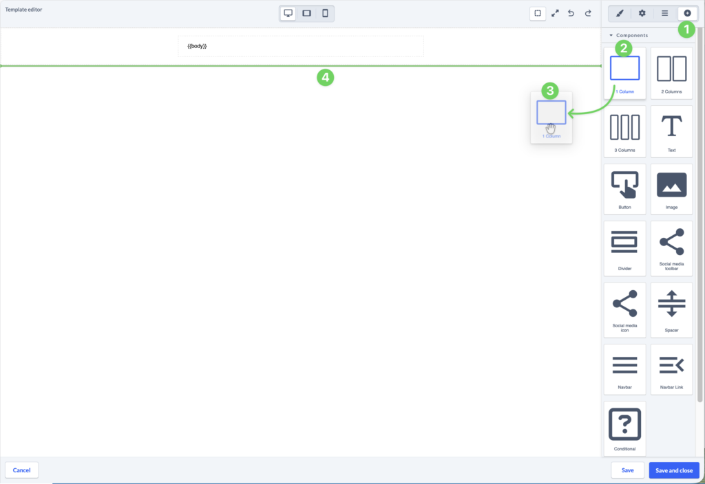 Screenshot Persons E-mail Template editor