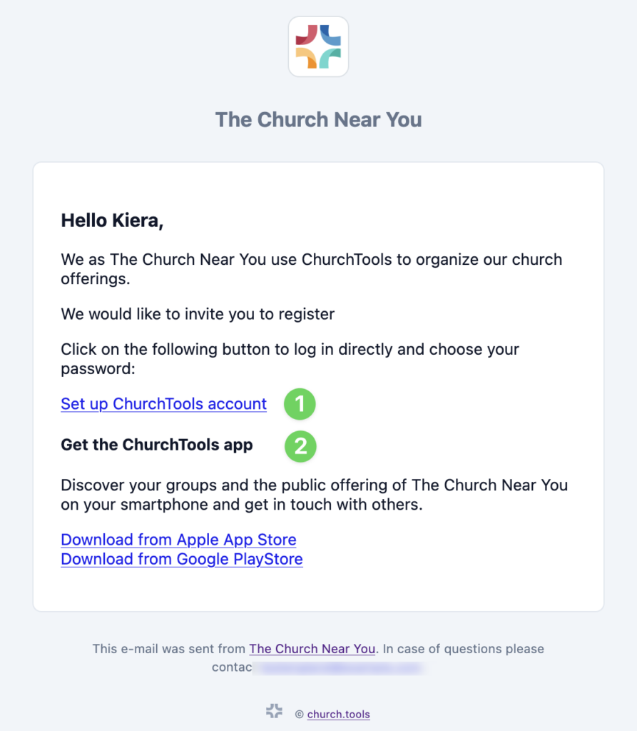 Screenshot ChurchTools Invitation E-Mail to CT