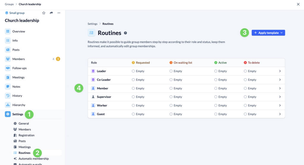 Screenshot Groups Settings Routines
