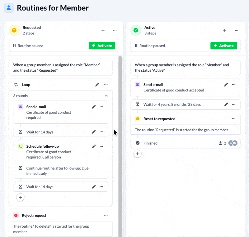 Screenshot Groups Settings Routines Drag and Drop order