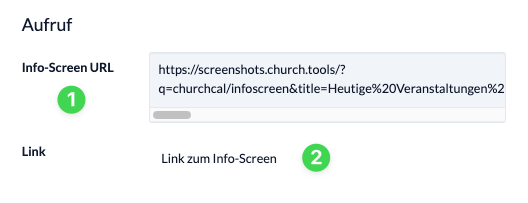 Screenshot: Info-Screen-URL kopieren