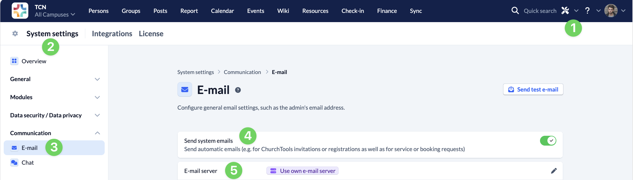 Screenshot System-settings Communication E-mail-settings