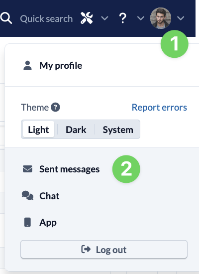 Screenshot My profile Sent messages