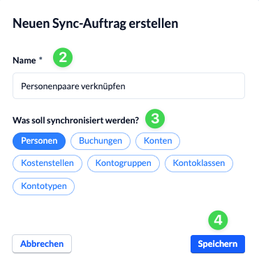 Screenshot Detail Sync-Auftrag für eine Verbindung erstellen
