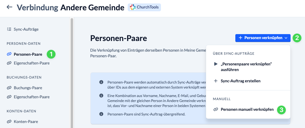 Screenshot Personen manuell verknüpfen