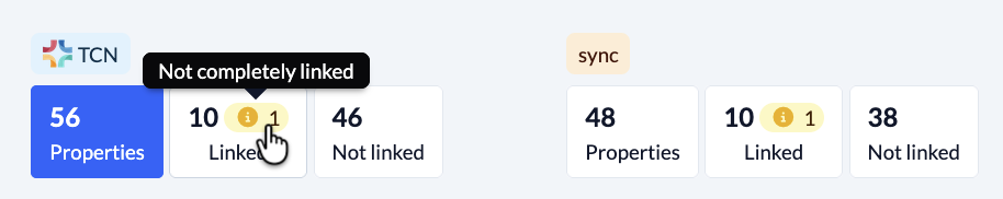 Screenshot Sync Connection Properties pairs Not completely linked