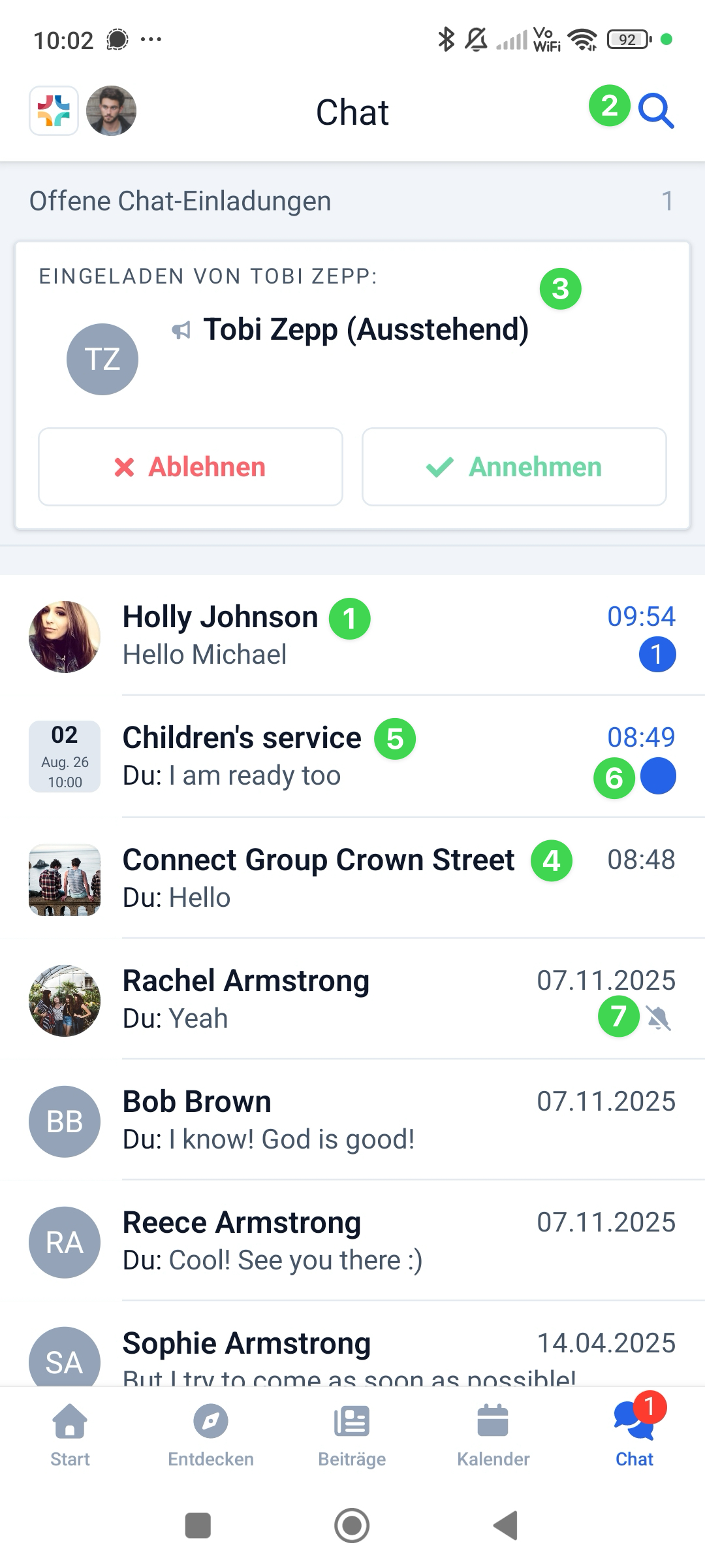 Screenshot App Chat Overview