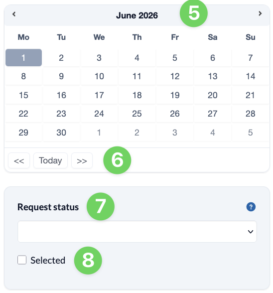 Screenshot Ressources Calendar and Request staus