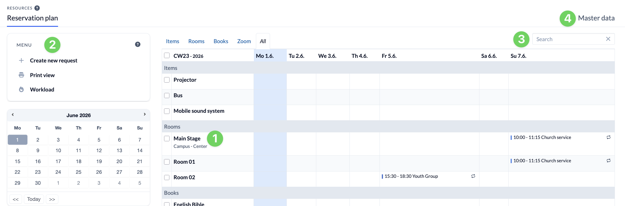 Screenshot Ressources Reservation plan