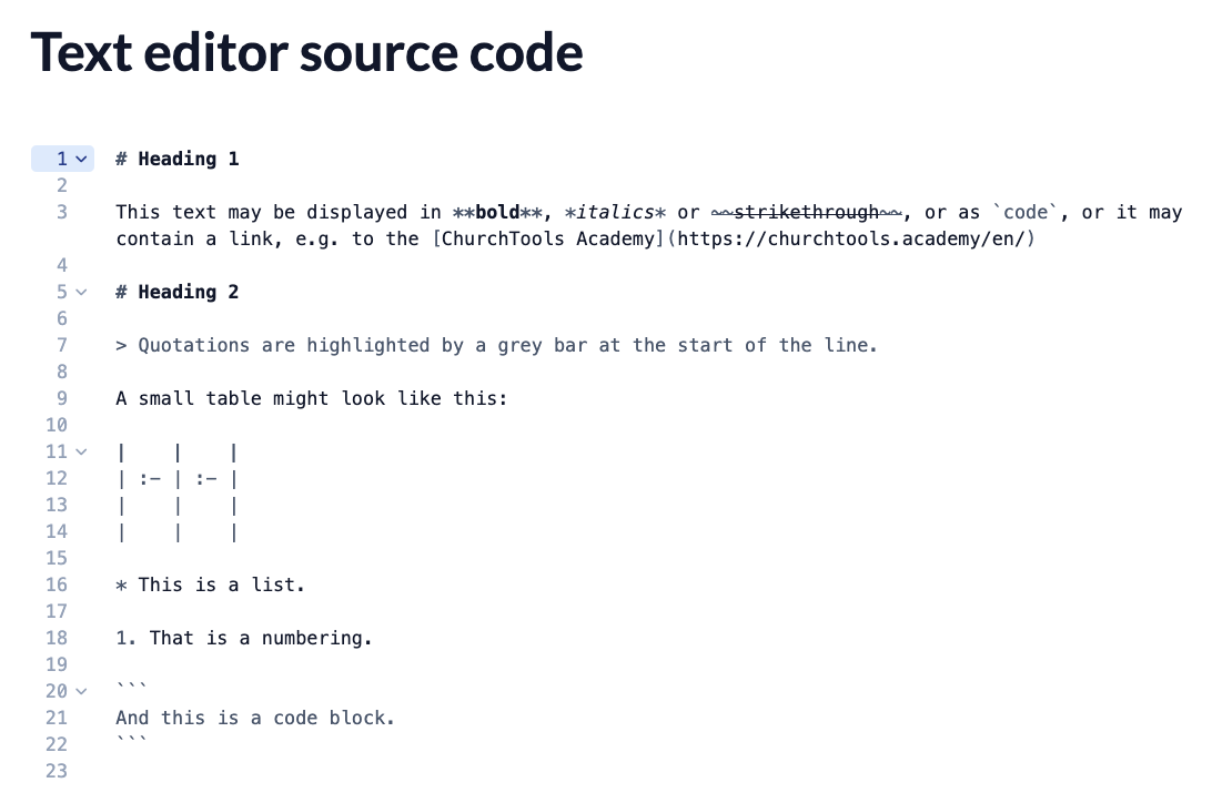 Screenshot Text editor source code